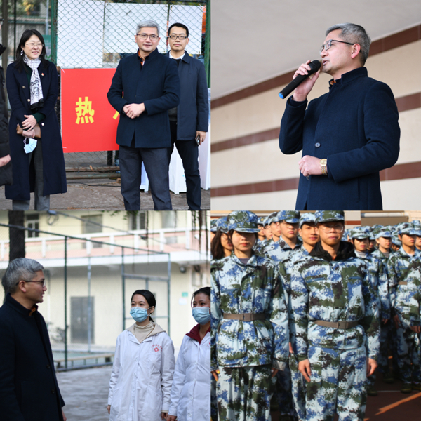 军训新“艺”３：校领导慰问90足球比分app
军训学生